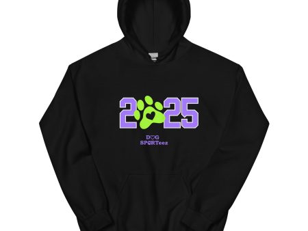 2025 Purple and Green Pawprint Unisex Hoodie For Sale