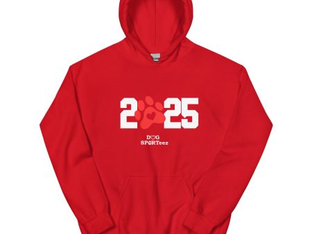 2025 White and Red Pawprint  Unisex Hoodie Unisex Hoodie Discount